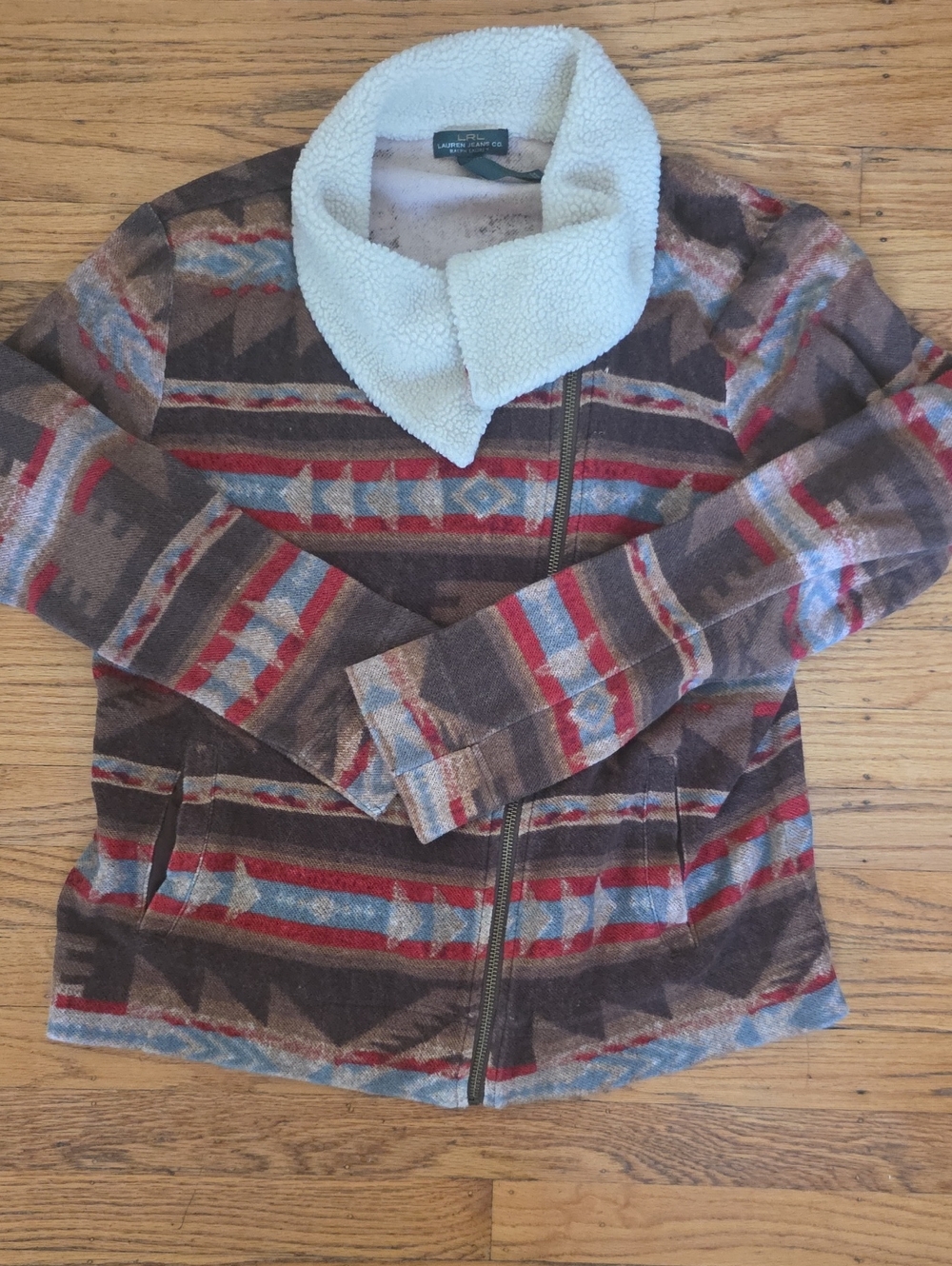 RALPH LAUREN JEANS ZIP UP CROPPED MOTO JACKET SIZE, SZ.LARGE
